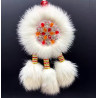 Ewenki Sunflower Car Hanging Ornament – Handmade Intangible Cultural Heritage, Double-Sided Mink Fur Pendant, Ethnic Souvenir