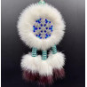 Ewenki Sunflower Car Hanging Ornament – Handmade Intangible Cultural Heritage, Double-Sided Mink Fur Pendant, Ethnic Souvenir