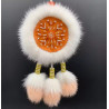 Ewenki Sunflower Car Hanging Ornament – Handmade Intangible Cultural Heritage, Double-Sided Mink Fur Pendant, Ethnic Souvenir