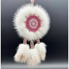 Ewenki Sunflower Car Hanging Ornament – Handmade Intangible Cultural Heritage, Double-Sided Mink Fur Pendant, Ethnic Souvenir