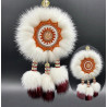 Ewenki Sunflower Car Hanging Ornament – Handmade Intangible Cultural Heritage, Double-Sided Mink Fur Pendant, Ethnic Souvenir