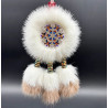 Ewenki Sunflower Car Hanging Ornament – Handmade Intangible Cultural Heritage, Double-Sided Mink Fur Pendant, Ethnic Souvenir