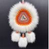 Ewenki Sunflower Car Hanging Ornament – Handmade Intangible Cultural Heritage, Double-Sided Mink Fur Pendant, Ethnic Souvenir