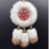 Ewenki Sunflower Car Hanging Ornament – Handmade Intangible Cultural Heritage, Double-Sided Mink Fur Pendant, Ethnic Souvenir