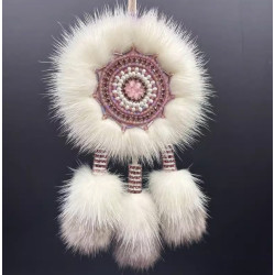 Ewenki Sunflower Car Hanging Ornament – Handmade Intangible Cultural Heritage, Double-Sided Mink Fur Pendant, Ethnic Souvenir