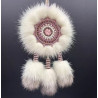 Ewenki Sunflower Car Hanging Ornament – Handmade Intangible Cultural Heritage, Double-Sided Mink Fur Pendant, Ethnic Souvenir