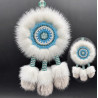 Ewenki Sunflower Car Hanging Ornament – Handmade Intangible Cultural Heritage, Double-Sided Mink Fur Pendant, Ethnic Souvenir