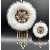 Ewenki Sunflower Car Hanging Ornament – Handmade Intangible Cultural Heritage, Double-Sided Mink Fur Pendant, Ethnic Souvenir