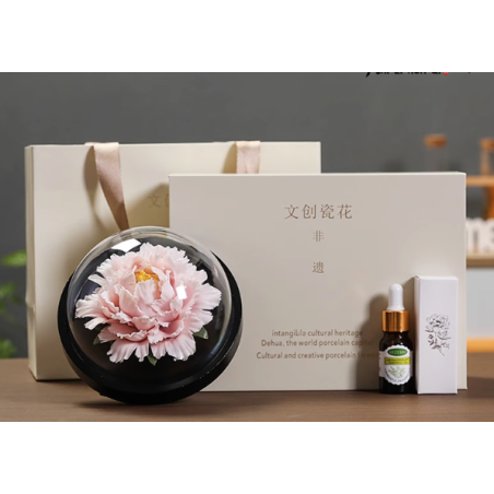 Handmade Ceramic Peony Aroma Diffuser – Intangible Heritage Craft, Luoyang Peony Fragrance Decor, Cultural Gift for Women