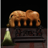 Handmade Boxwood Comb – Intangible Heritage White Elephant Carving, Natural Huangyang Wood, Unisex Gift Comb