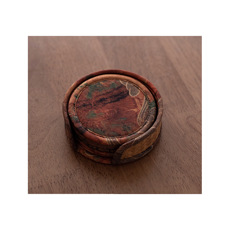 Handmade Bamboo Coaster – Xiangyun Satin Surface, Retro Heat-Resistant Coffee Cup Mat