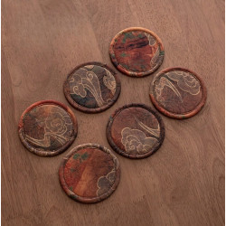 Handmade Bamboo Coaster – Xiangyun Satin Surface, Retro Heat-Resistant Coffee Cup Mat