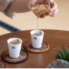 Handmade Bamboo Coaster – Xiangyun Satin Surface, Retro Heat-Resistant Coffee Cup Mat