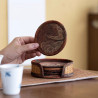 Handmade Bamboo Coaster – Xiangyun Satin Surface, Retro Heat-Resistant Coffee Cup Mat