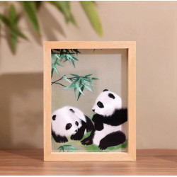 Handmade Panda Shu Embroidery – Chinese Silk Art, Framed Oriental Home Decor, Cultural & Unique Gift