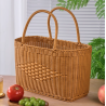Handmade Rattan Woven Basket with Handle – Chinese Knot Flower Basket, Picnic, Fruit & Vegetable Shopping Tote